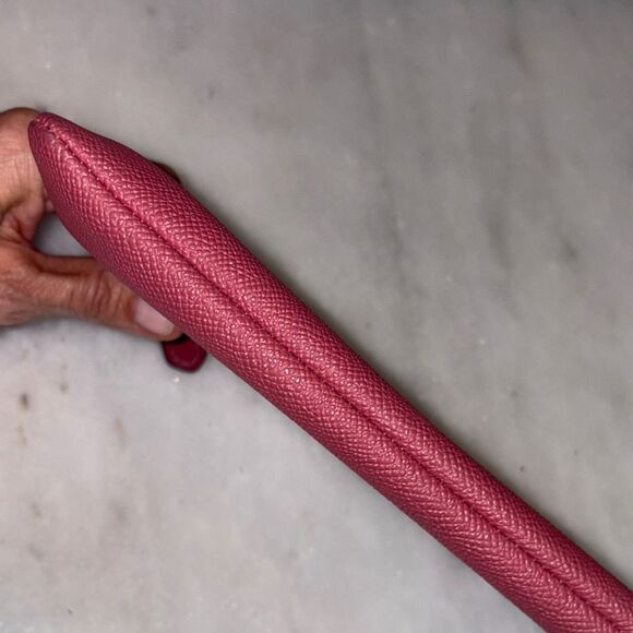 Coach Bag Purse Wristlet Leather Story Patch Saffiano Pink Large Clutch - Picture 9 of 15